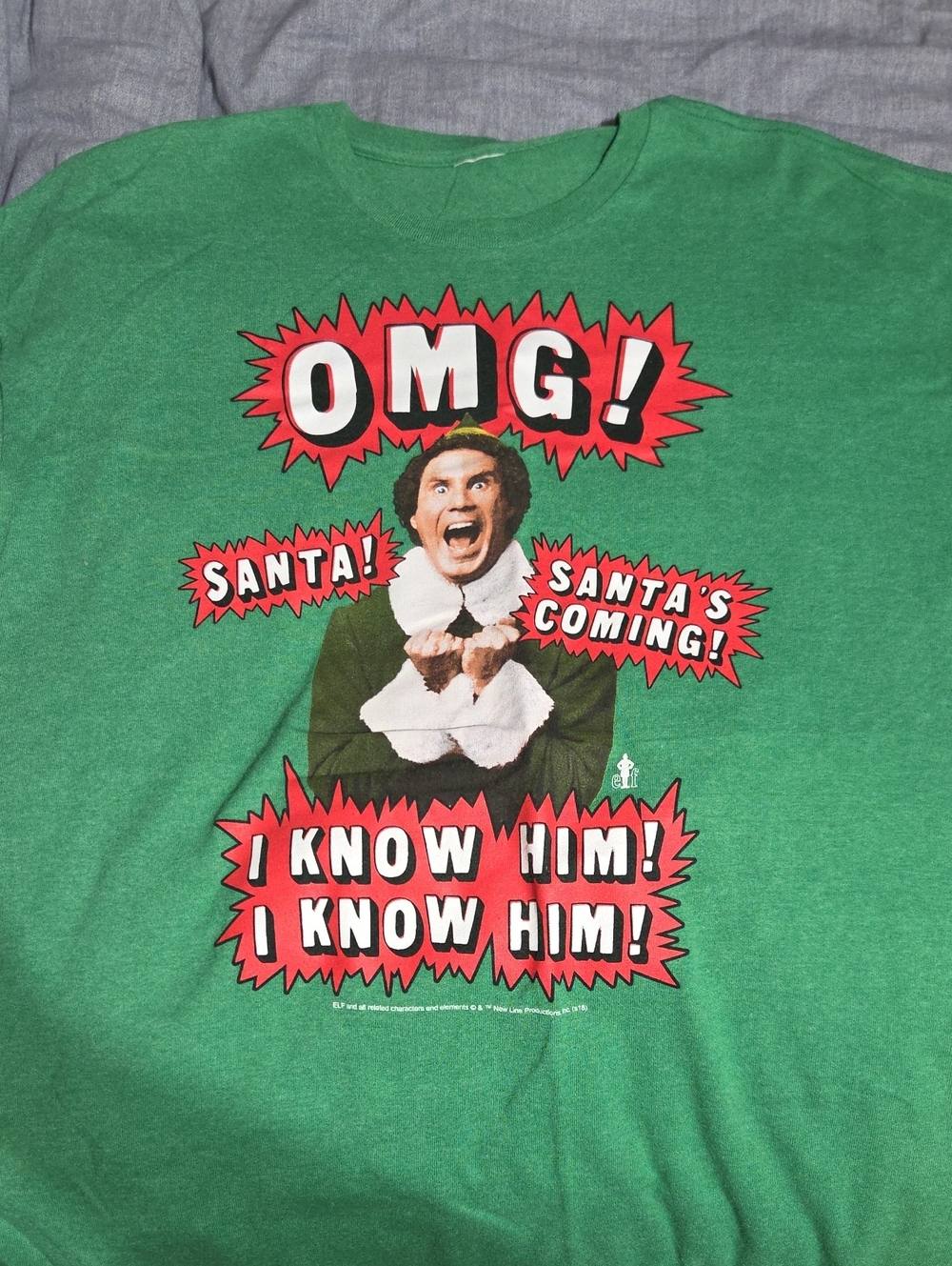 Elf "OMG! I Know Him!" Green Graphic Tee